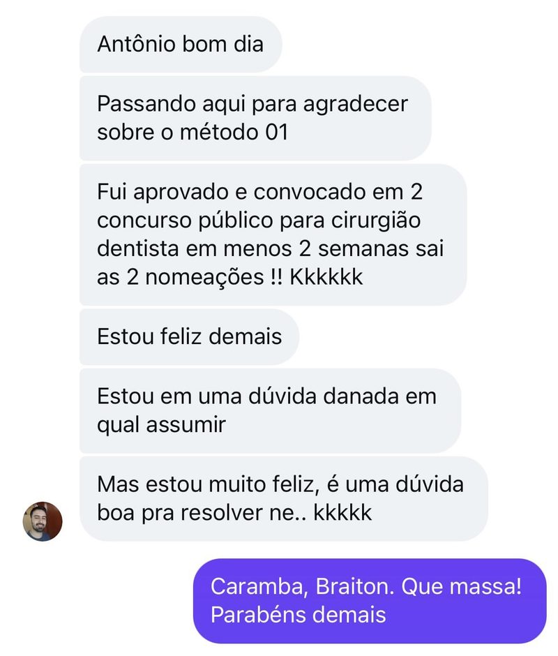 Aluno aprovado em dois concursos de cirurgião-dentista