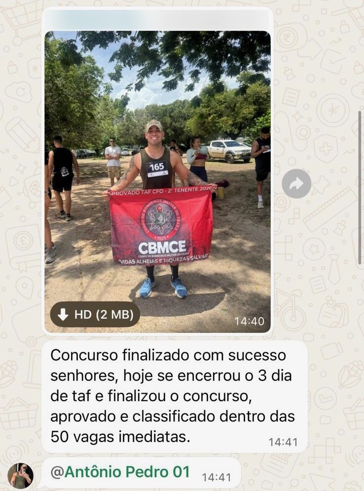 Aluno aprovado no concurso do Corpo de Bombeiros do Ceará